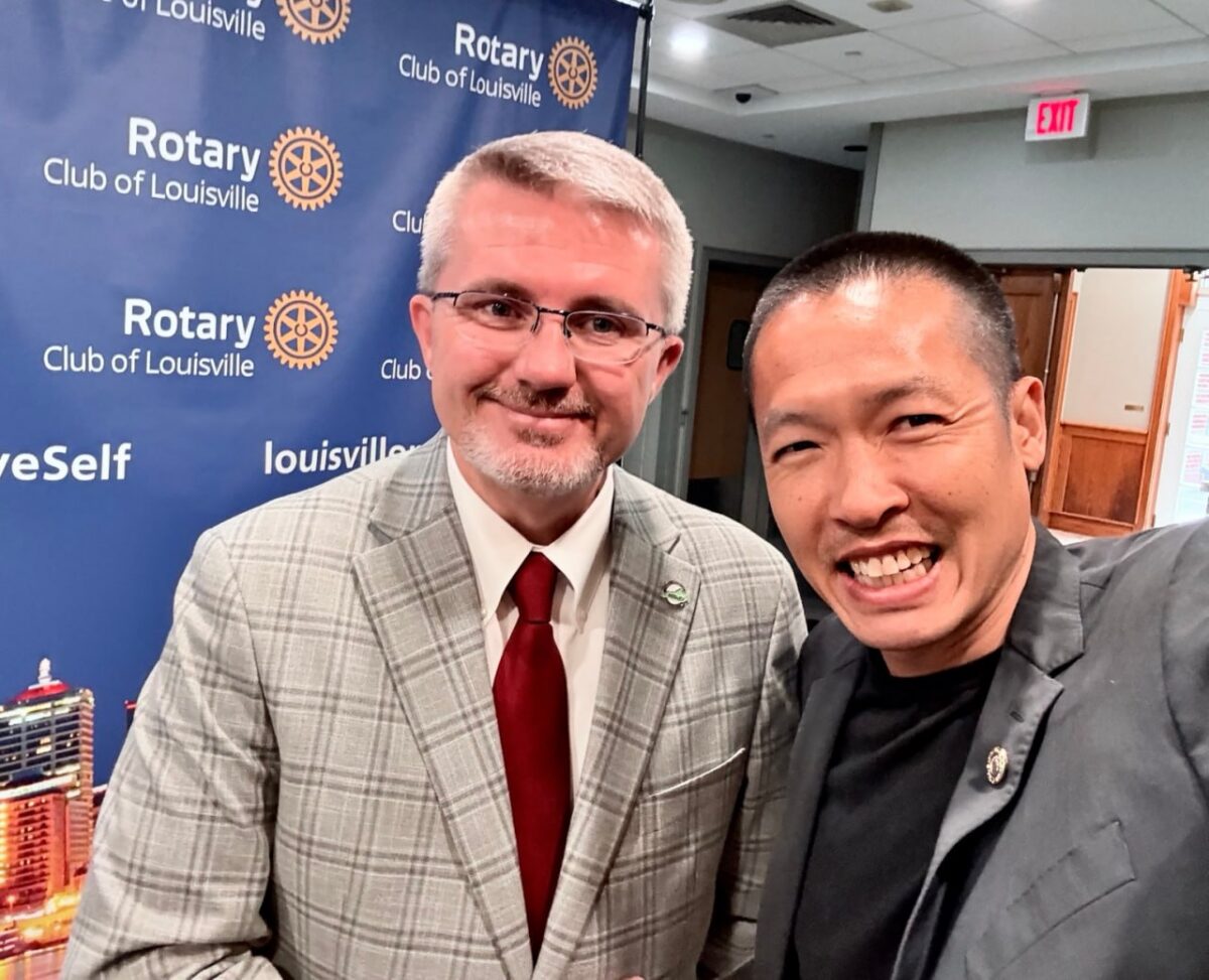 Kentucky Commissioner of Education Dr. Robbie Fletcher with Di Tran, Founder and Chancellor of Di Tran University and Louisville Beauty Academy, at the Rotary Club of Louisville on July 30, 2026.