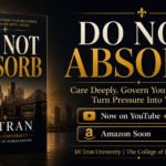 Book release graphic for DO NOT ABSORB by Di Tran, showing the hardcover book with Louisville skyline imagery and the verified Amazon listing now live alongside YouTube and Spotify release links.