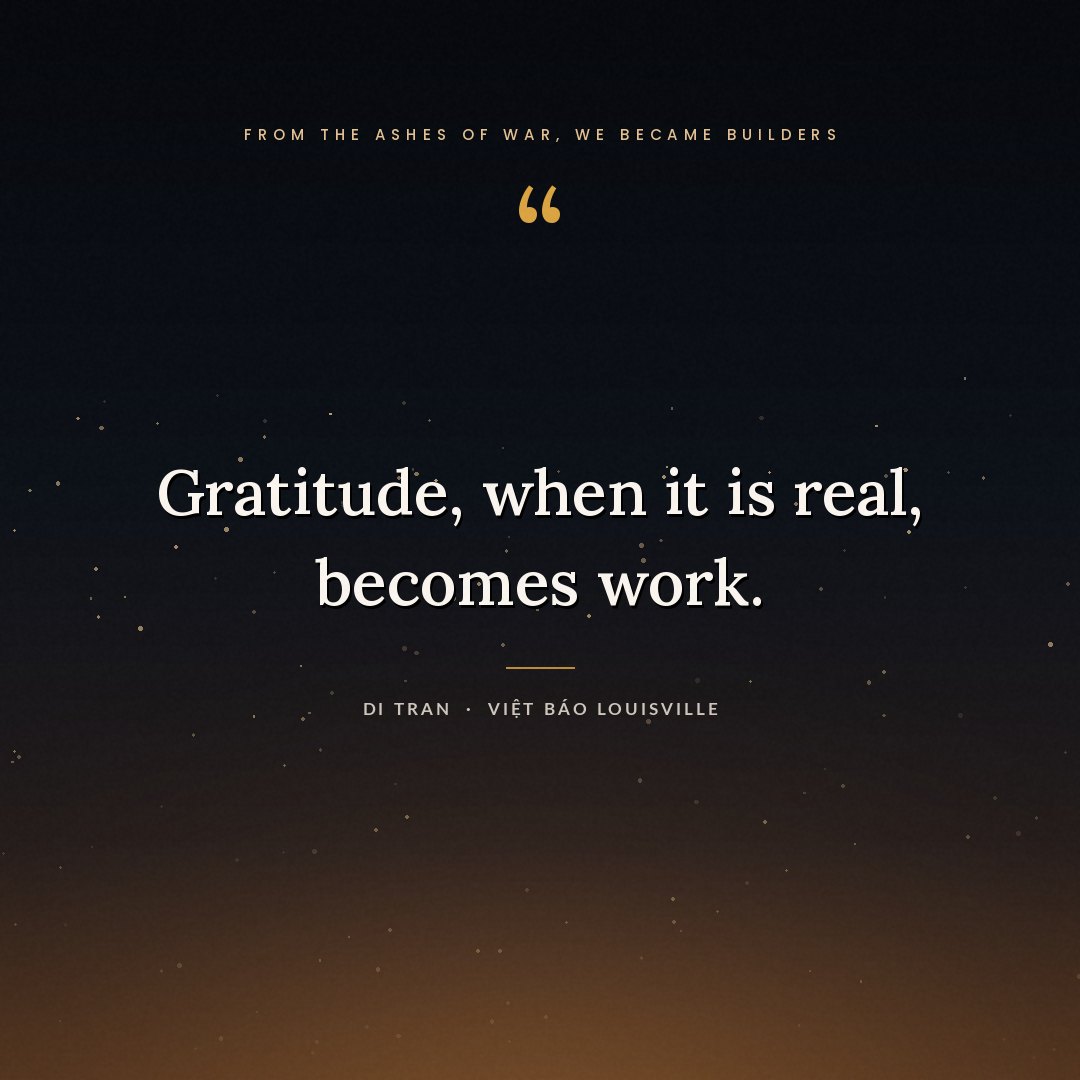 Quote card reading: Gratitude, when it is real, becomes work.